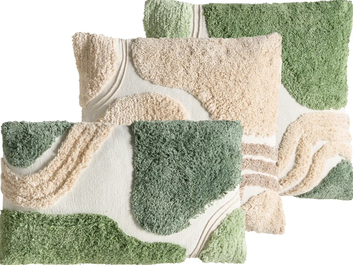 Set di 3 cuscini decorativi ALSTONIA Cotone 30 x 50 cm 45 x 45 cm Verde Trama astratta