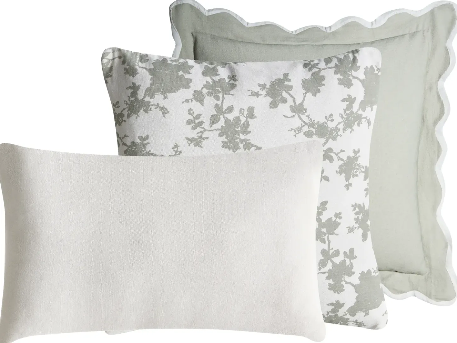 Set di 3 cuscini decorativi CANARIUM Cotone 30 x 50 cm 45 x 45 cm Verde Tinta unita