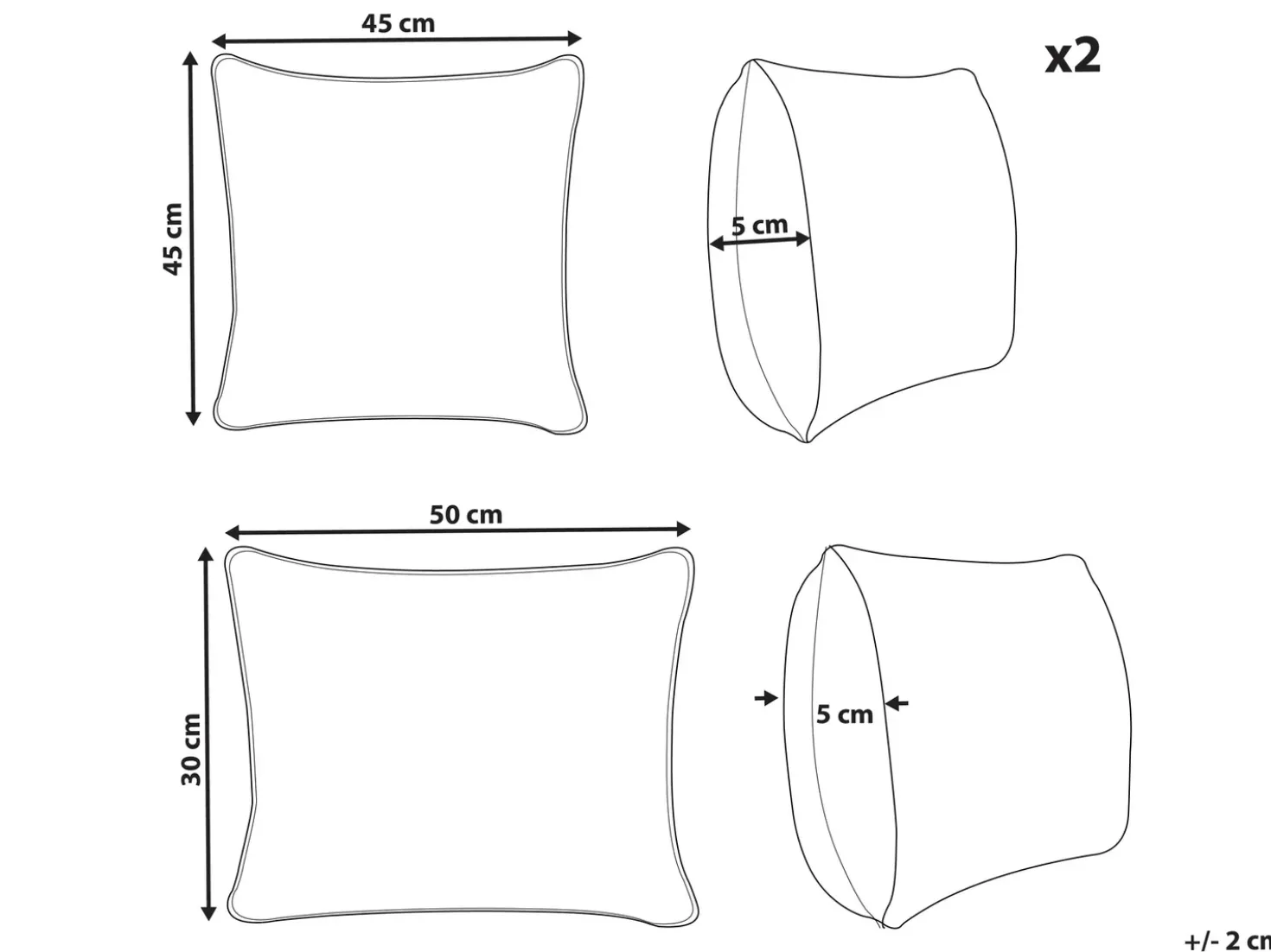 Set di 3 cuscini decorativi CANARIUM Cotone 30 x 50 cm 45 x 45 cm Verde Tinta unita