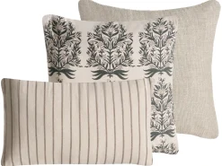Set di 3 cuscini decorativi MYRISTICA Cotone 30 x 50 cm 45 x 45 cm Beige Trama floreale