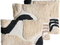 Set di 3 cuscini decorativi ALSTONIA Cotone 30 x 50 cm 45 x 45 cm Nero Trama astratta