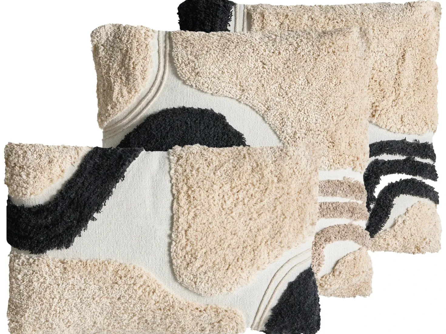 Set di 3 cuscini decorativi ALSTONIA Cotone 30 x 50 cm 45 x 45 cm Nero Trama astratta