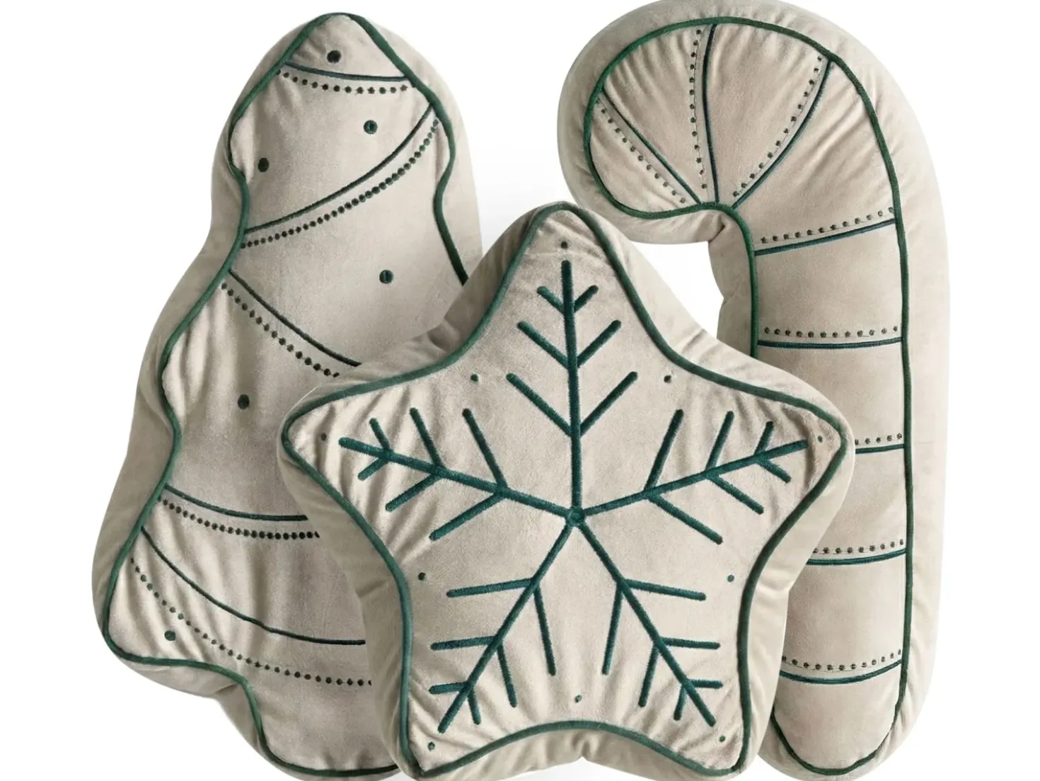Set di 3 cuscini decorativi JOLLYTRIO Velluto 35 x 70 cm 40 x 60 cm 40 x 40 cm Beige chiaro Modello natalizio