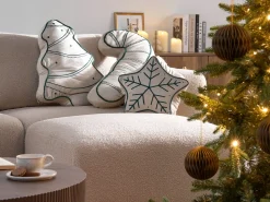 Set di 3 cuscini decorativi JOLLYTRIO Velluto 35 x 70 cm 40 x 60 cm 40 x 40 cm Beige chiaro Modello natalizio