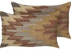 Set di 2 cuscini DEEPOR Iuta 30 x 50 cm Multicolore Trama orientale