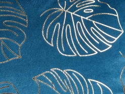 Set di 2 cuscini DELICIOSA Velluto 45 x 45 cm Blu Trama di piante