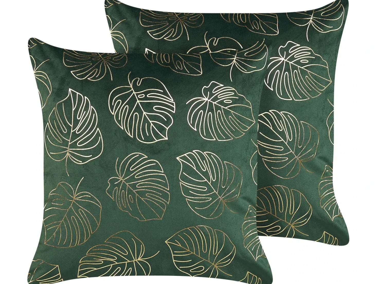 Set di 2 cuscini DELICIOSA Velluto 45 x 45 cm Verde scuro Trama di piante