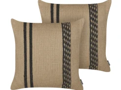 Set di 2 cuscini DESALIX Iuta 45 x 45 cm Beige A strisce