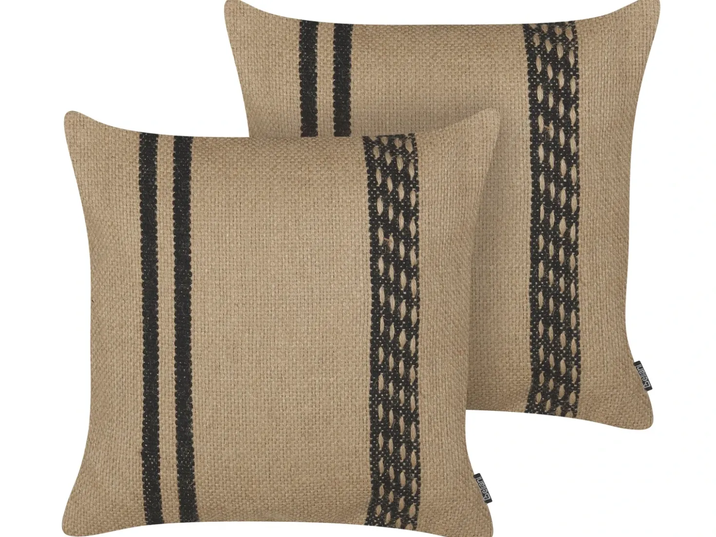 Set di 2 cuscini DESALIX Iuta 45 x 45 cm Beige A strisce