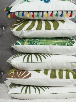 Set di 2 cuscini DIANELLA 45 x 45 cm Verde scuro Trama di piante