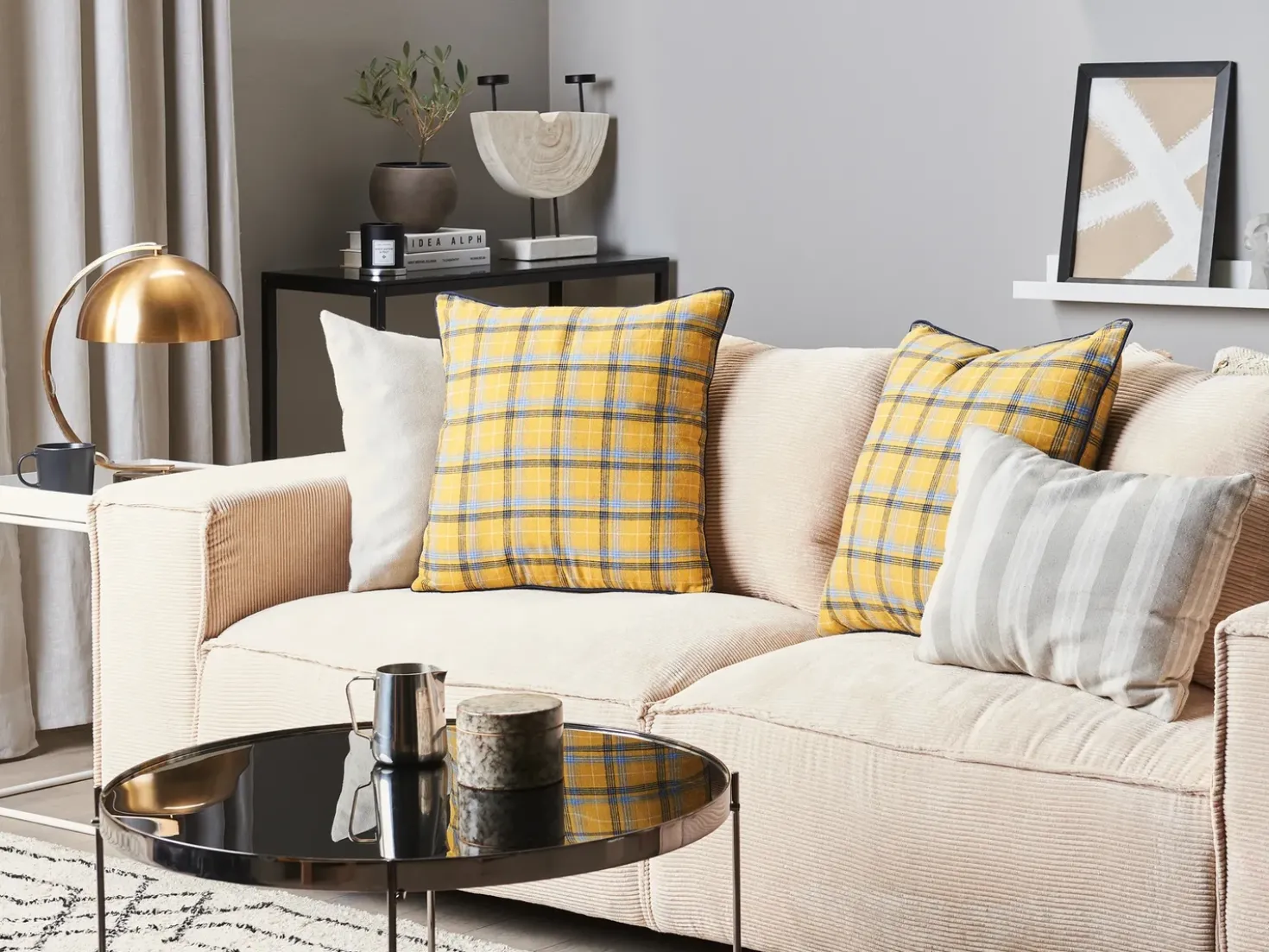 Set di 2 cuscini DICENTRA 45 x 45 cm Giallo Trama a scacchi