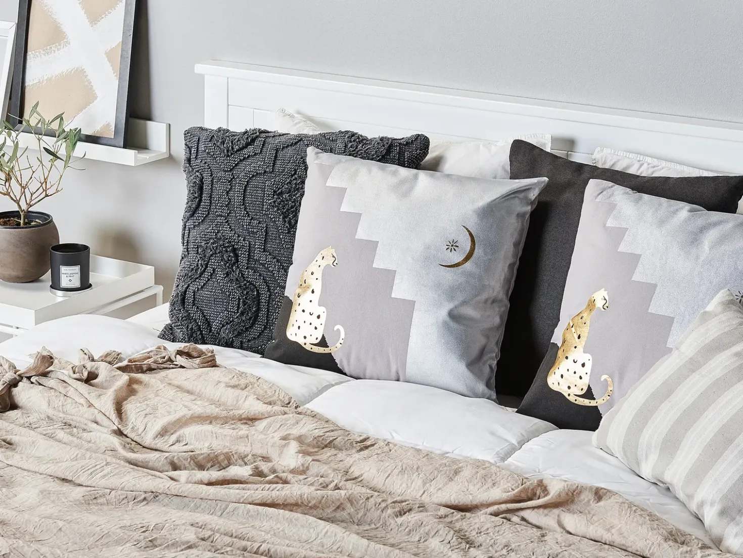 Set di 2 cuscini DIGITALIS Cotone 45 x 45 cm Grigio Trama astratta