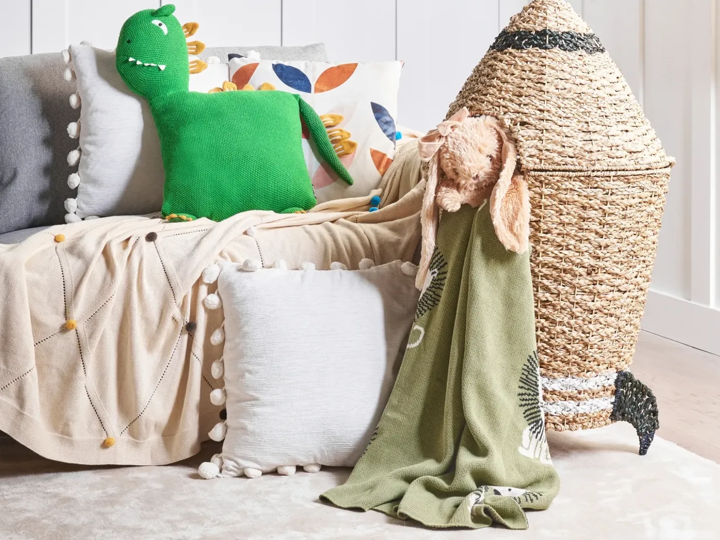 Set di 2 cuscini DINOS Cotone 45 x 45 cm Verde Dinosauro