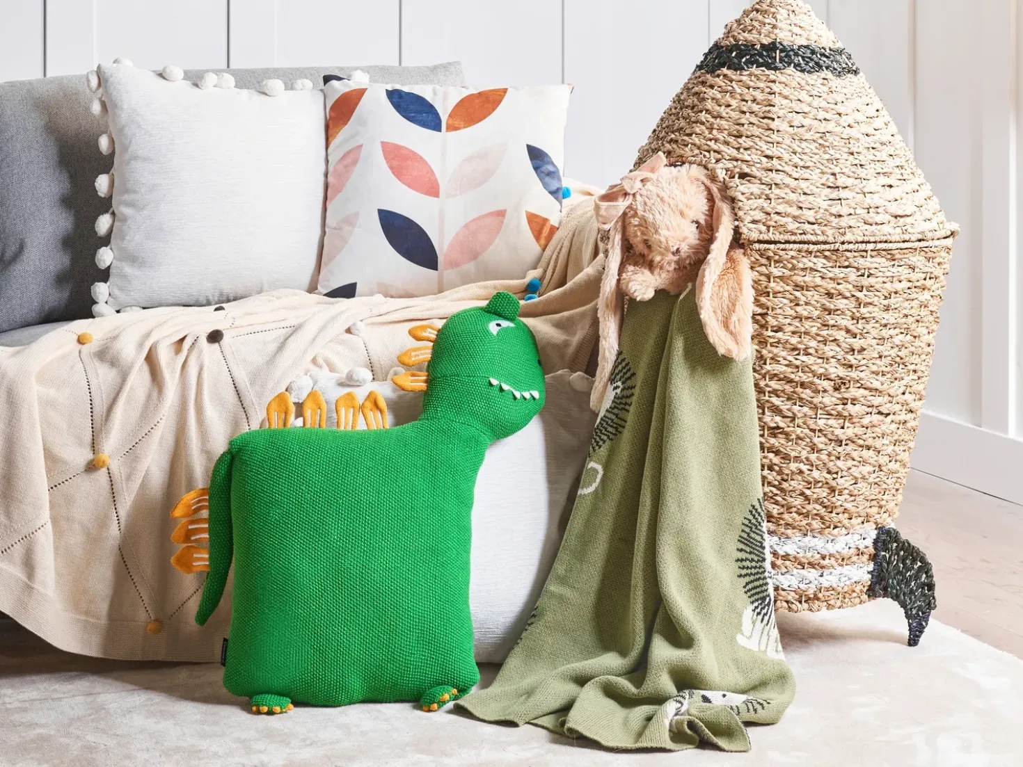 Set di 2 cuscini DINOS Cotone 45 x 45 cm Verde Dinosauro