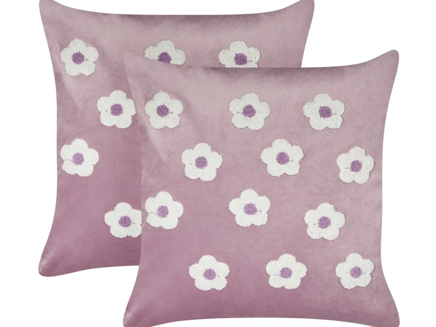 Set di 2 cuscini ECHINACEA Velluto 45 x 45 cm Viola