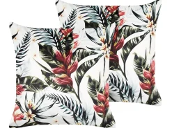 Set di 2 cuscini EDELWEISS Velluto 45 x 45 cm Multicolore Trama di piante