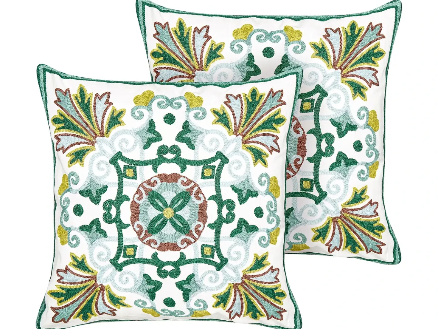 Set di 2 cuscini ELANITE Cotone 45 x 45 cm Verde Trama orientale