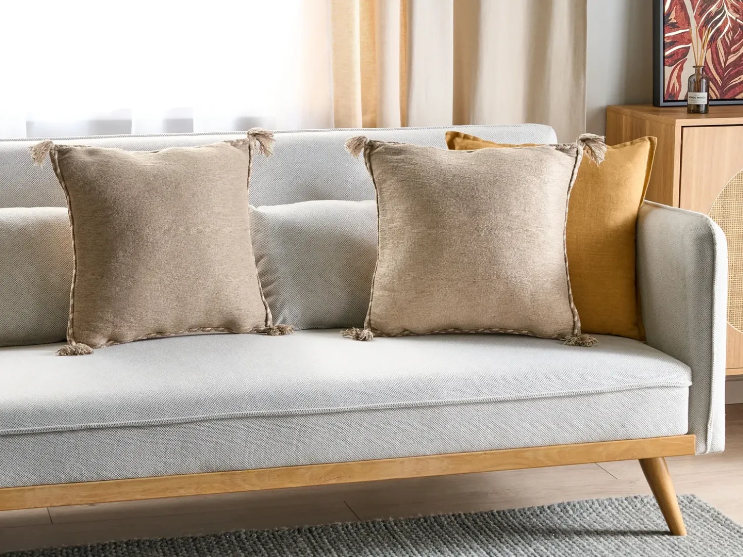 Set di 2 cuscini ERIGERON Iuta 45 x 45 cm Beige Tinta unita
