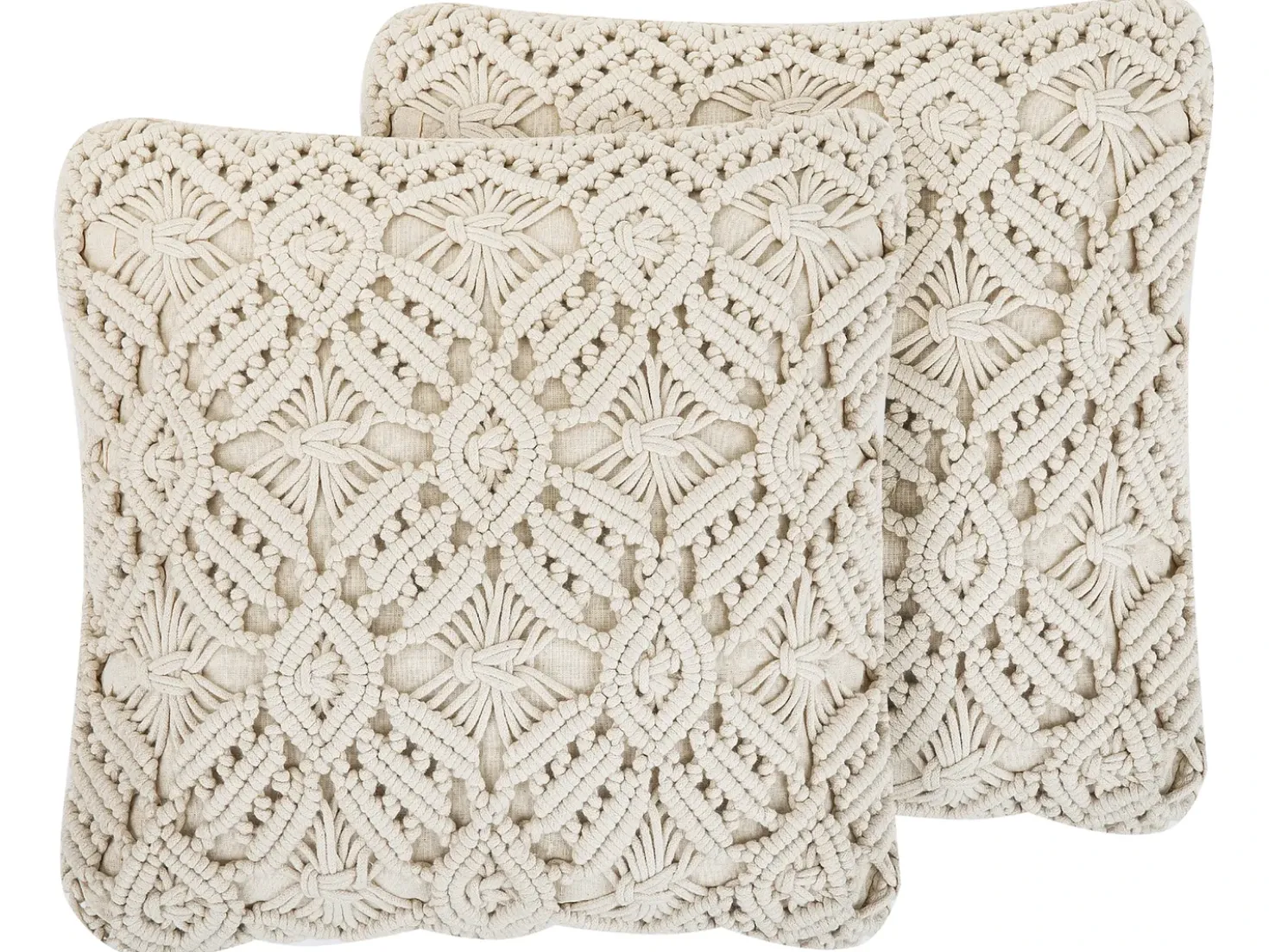 Set di 2 cuscini ESENKOY Cotone 50 x 50 cm Beige chiaro Trama geometrica