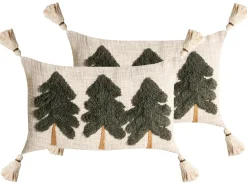 Set di 2 cuscini FAGRAEA Cotone 30 x 50 cm Beige chiaro Modello natalizio