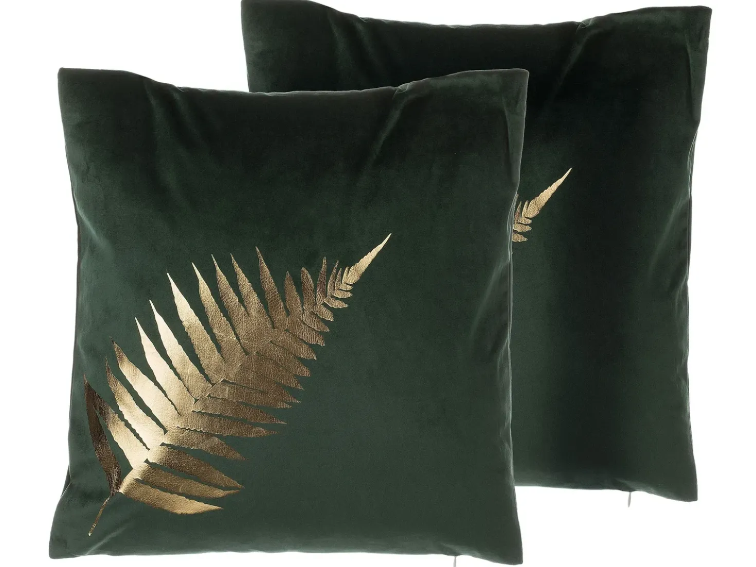 Set di 2 cuscini FERN Velluto 45 x 45 cm Verde scuro Trama di piante