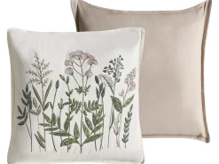 Set di 2 cuscini FERNA Cotone 45 x 45 cm Bianco/Beige Trama floreale