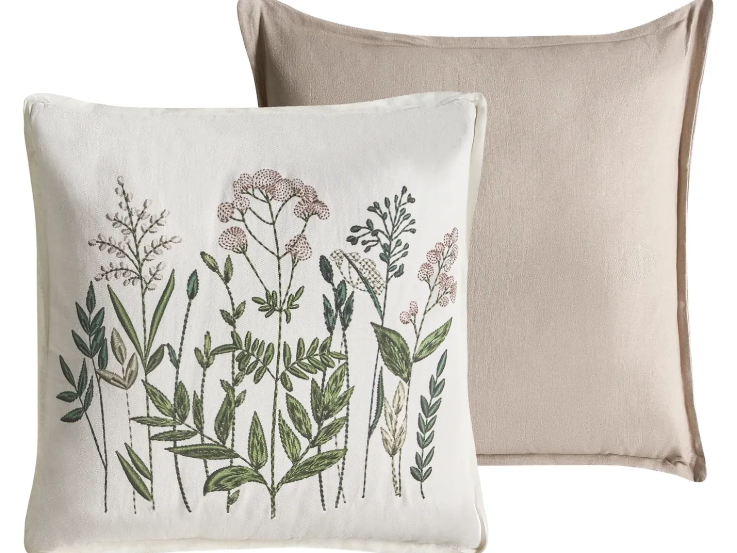 Set di 2 cuscini FERNA Cotone 45 x 45 cm Bianco/Beige Trama floreale