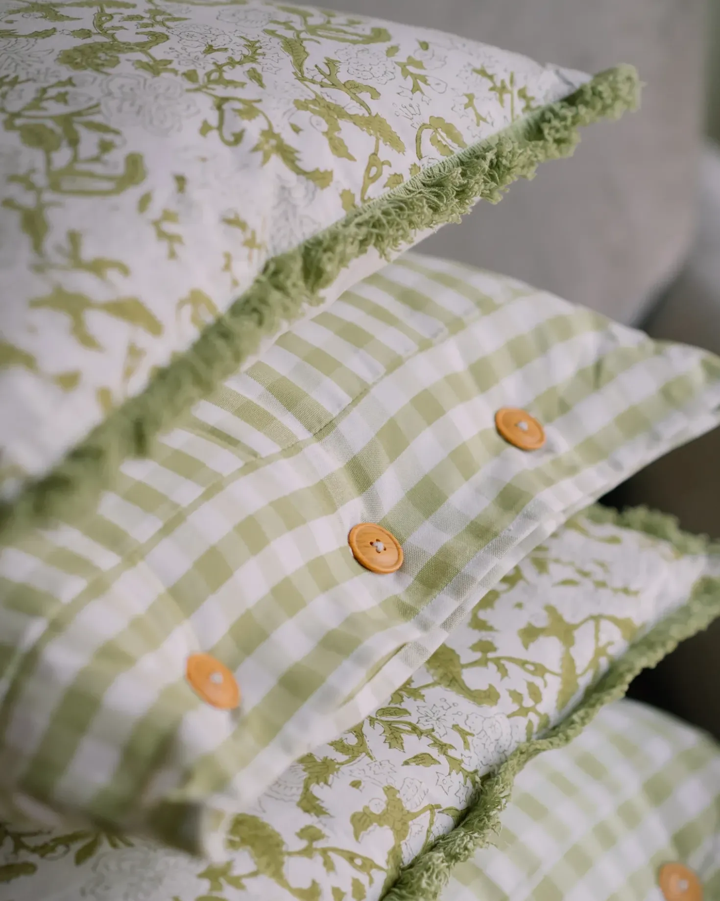 Set di 2 cuscini FILIX Cotone 45 x 45 cm Verde Trama floreale