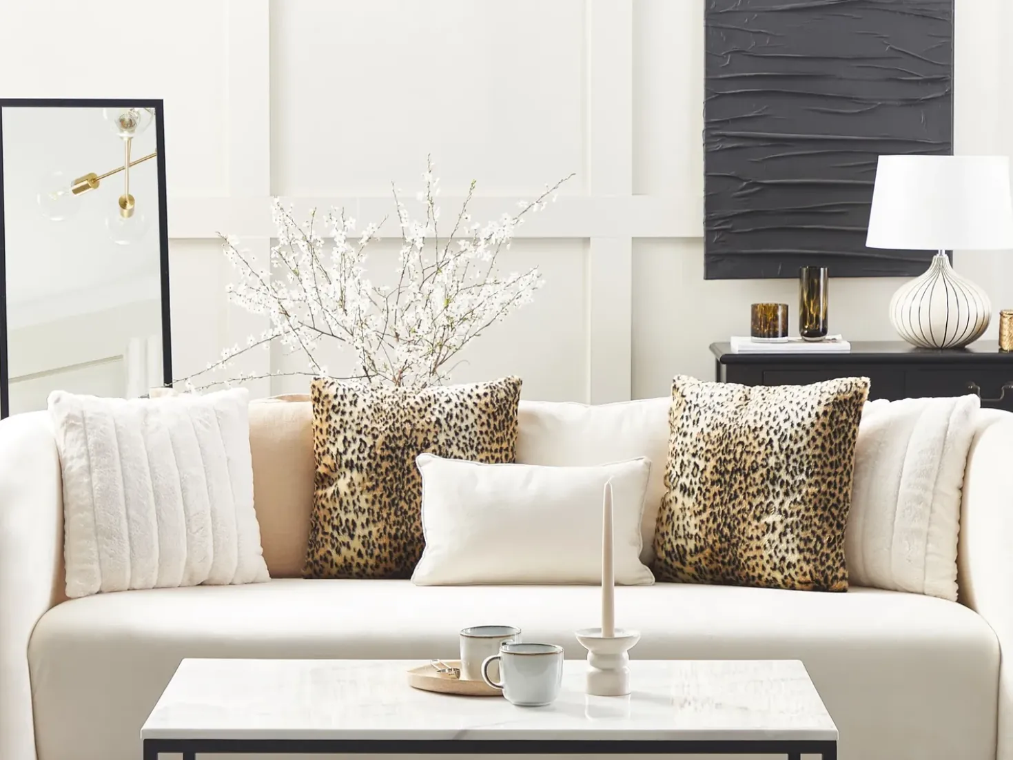 Set di 2 cuscini FOXTAIL Finta pelliccia 45 x 45 cm Marrone Trama animale