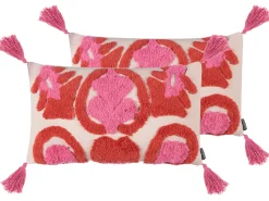 Set di 2 cuscini FRAKSINUS Cotone 30 x 50 cm Rosa Trama geometrica
