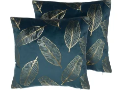 Set di 2 cuscini FREESIA Velluto 45 x 45 cm Foglia di tè Trama di piante