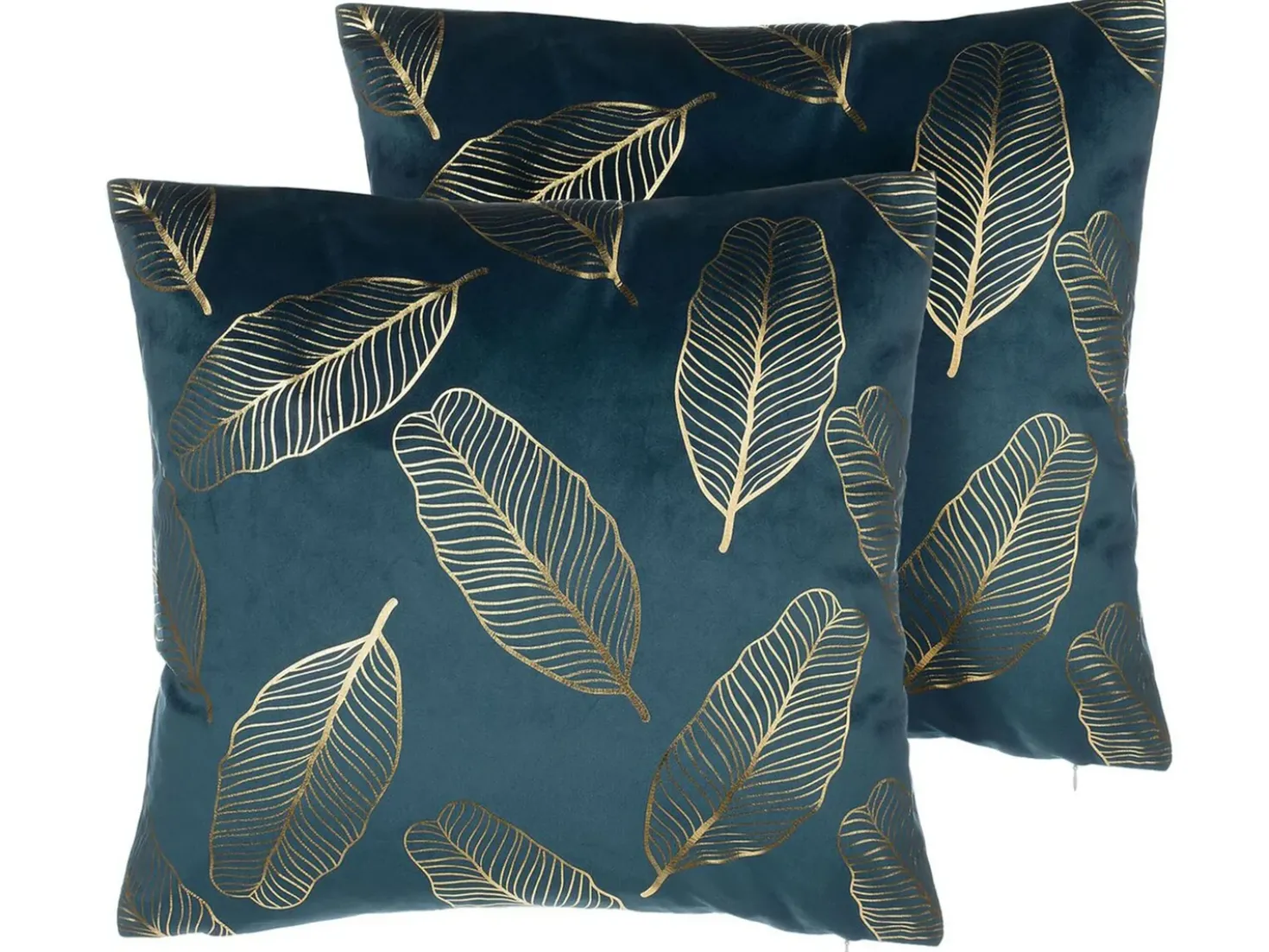 Set di 2 cuscini FREESIA Velluto 45 x 45 cm Foglia di tè Trama di piante