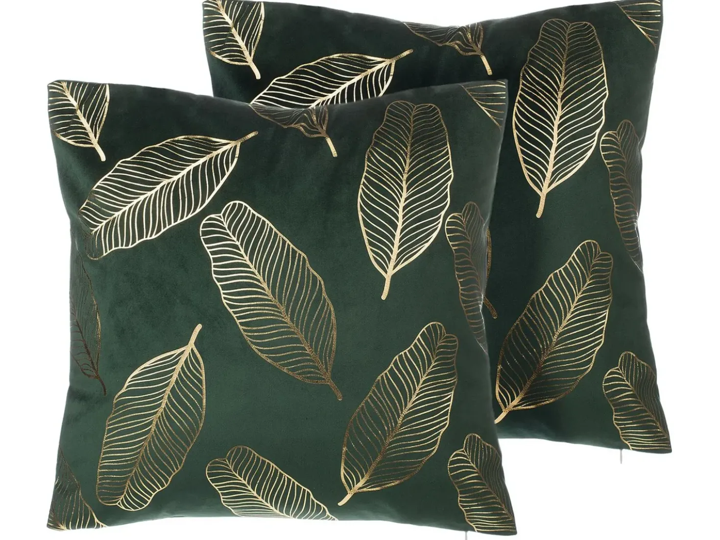 Set di 2 cuscini FREESIA Velluto 45 x 45 cm Verde scuro Trama di piante