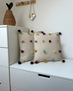 Set di 2 cuscini FUSSEL Cotone 45 x 45 cm Beige chiaro