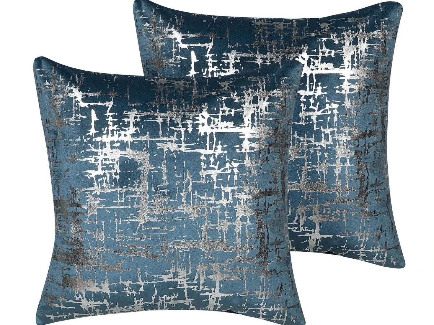 Set di 2 cuscini GARDENIA Velluto 45 x 45 cm Blu Trama astratta