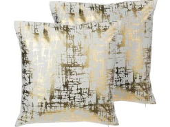 Set di 2 cuscini GARDENIA Cotone 45 x 45 cm Oro Trama astratta
