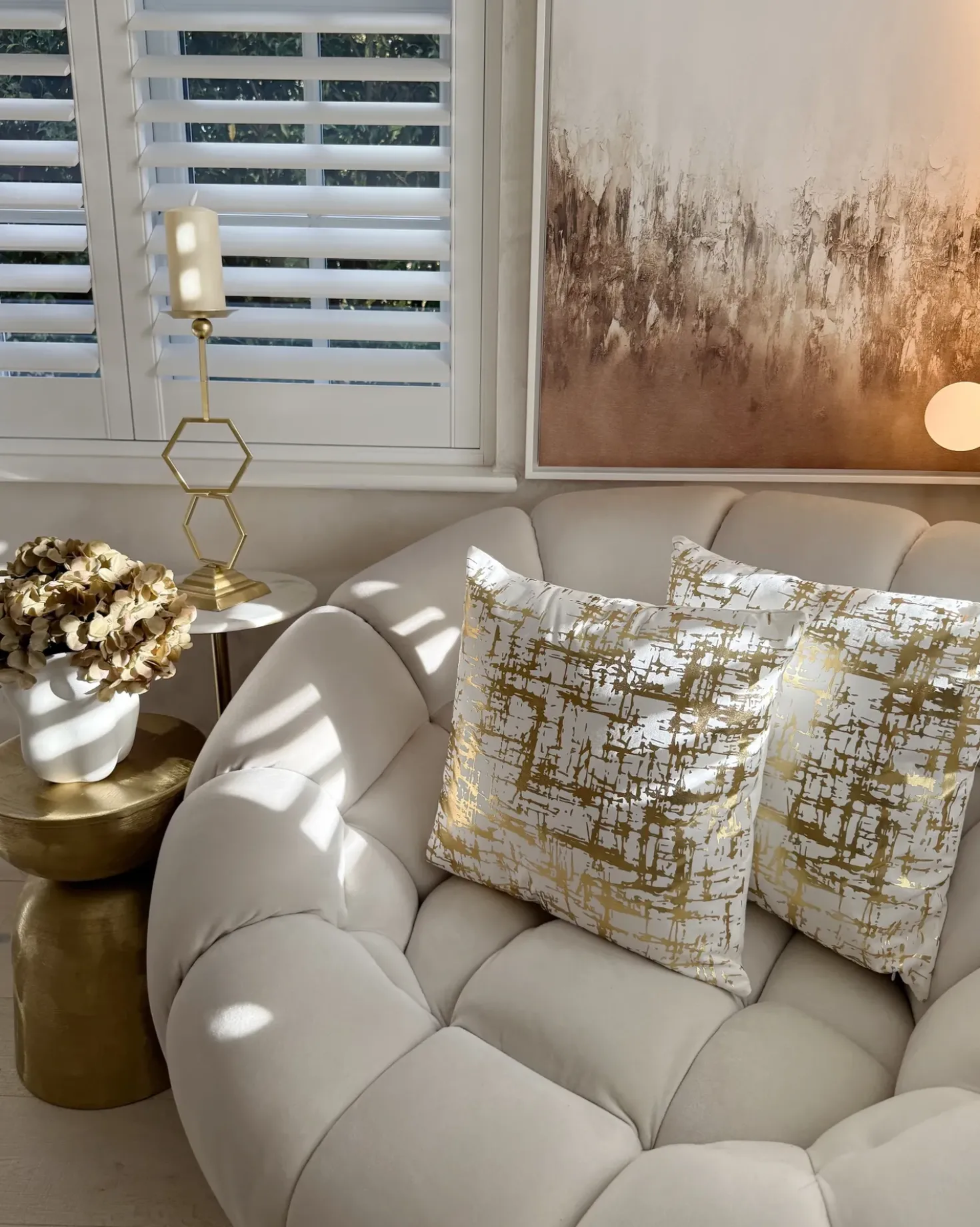 Set di 2 cuscini GARDENIA Cotone 45 x 45 cm Oro Trama astratta