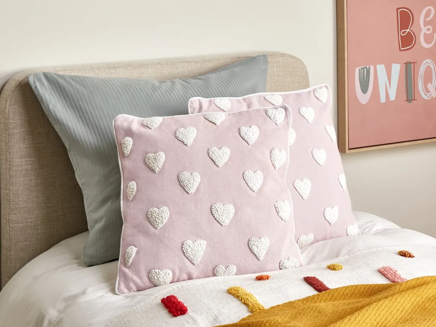 Set di 2 cuscini GAZANIA Cotone 45 x 45 cm Rosa pastello