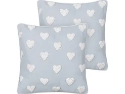 Set di 2 cuscini GAZANIA Cotone 45 x 45 cm Grigio chiaro