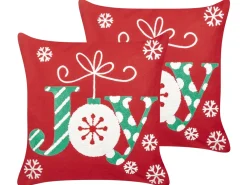 Set di 2 cuscini GINGERBREAD Cotone 45 x 45 cm Rosso Modello natalizio