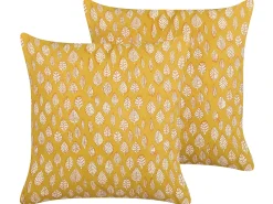 Set di 2 cuscini GINNALA Cotone 45 x 45 cm Giallo Trama di piante