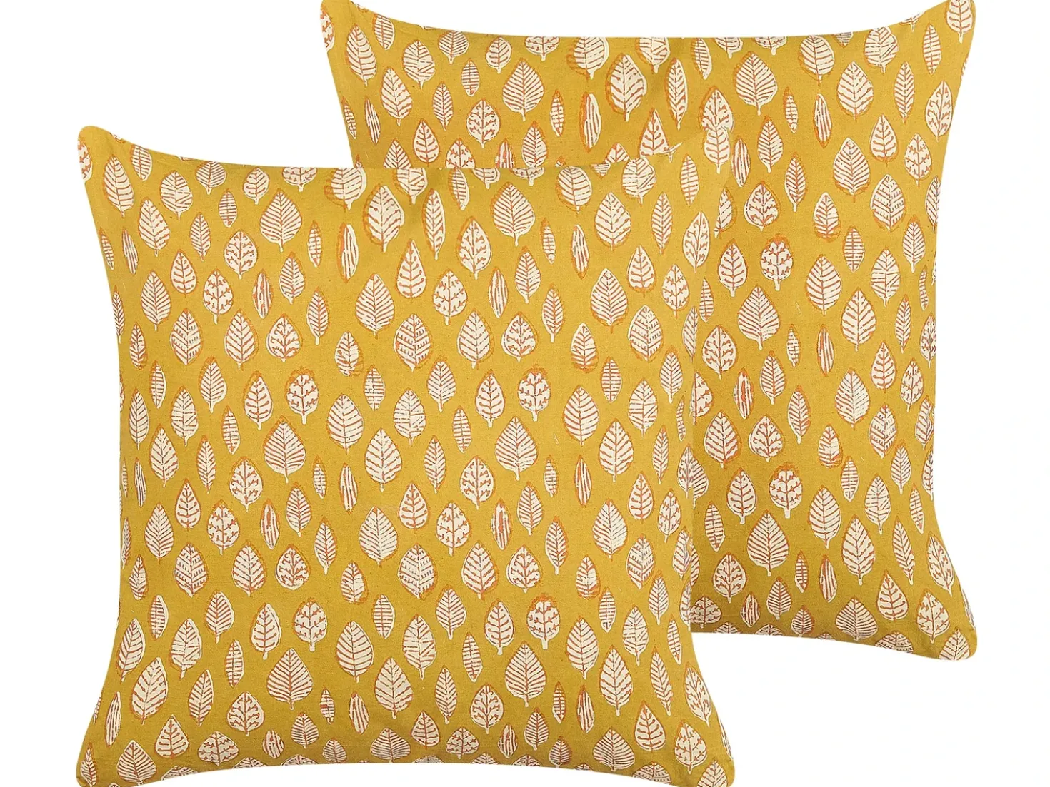 Set di 2 cuscini GINNALA Cotone 45 x 45 cm Giallo Trama di piante