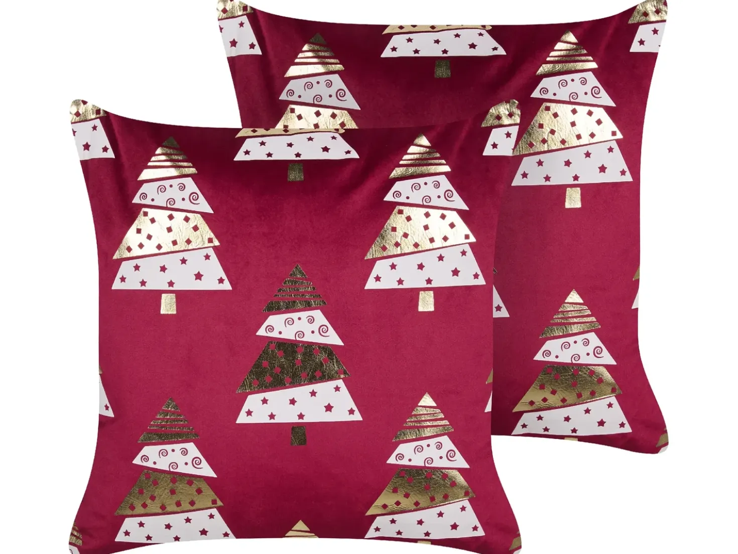Set di 2 cuscini GOLDSPRUCE Velluto 45 x 45 cm Rosso Modello natalizio