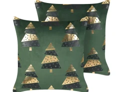 Set di 2 cuscini GOLDSPRUCE Velluto 45 x 45 cm Verde Modello natalizio