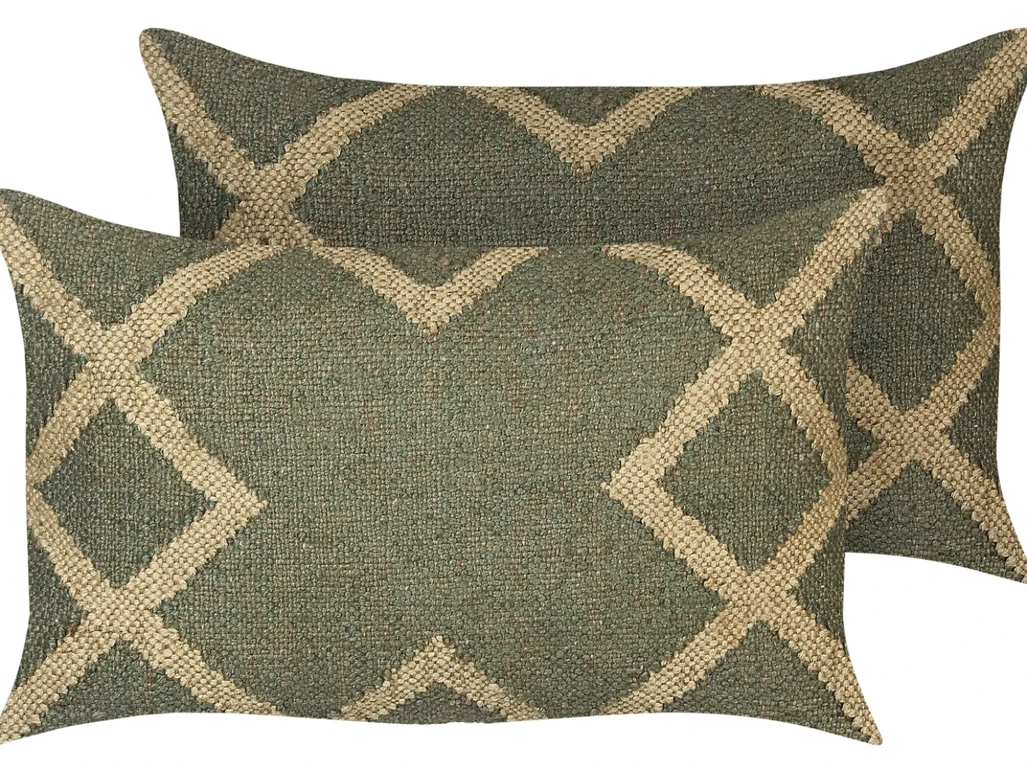 Set di 2 cuscini GOPI Iuta 30 x 50 cm Verde Trama orientale