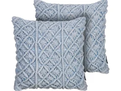 Set di 2 cuscini GOREME Bouclé 45 x 45 cm Blu Trama geometrica