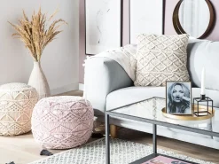 Set di 2 cuscini GOREME Cotone 45 x 45 cm Beige chiaro Trama geometrica