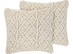 Set di 2 cuscini GOREME Cotone 45 x 45 cm Beige chiaro Trama geometrica