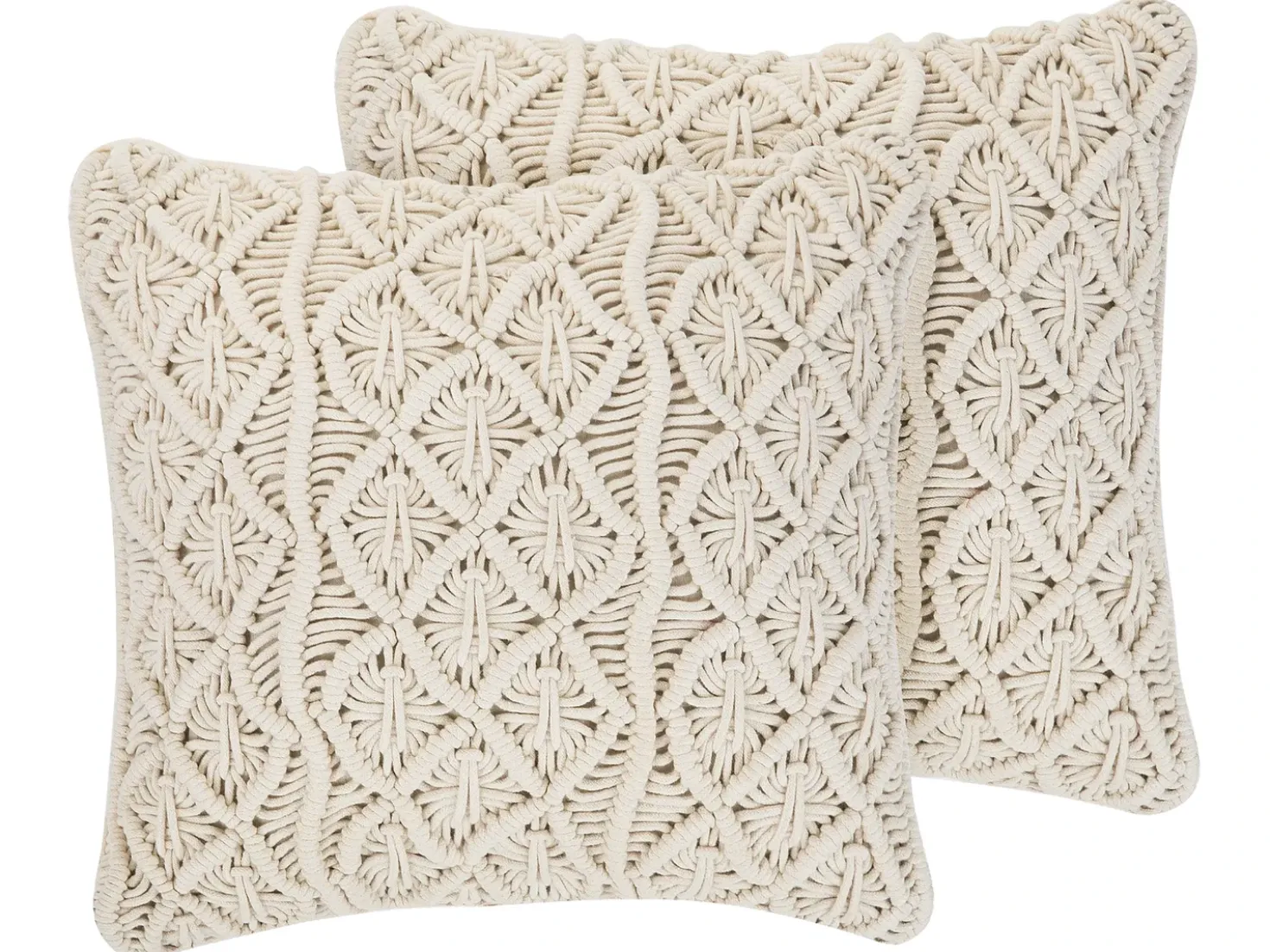 Set di 2 cuscini GOREME Cotone 45 x 45 cm Beige chiaro Trama geometrica