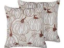 Set di 2 cuscini GOURD Velluto 45 x 45 cm Beige Trama di piante